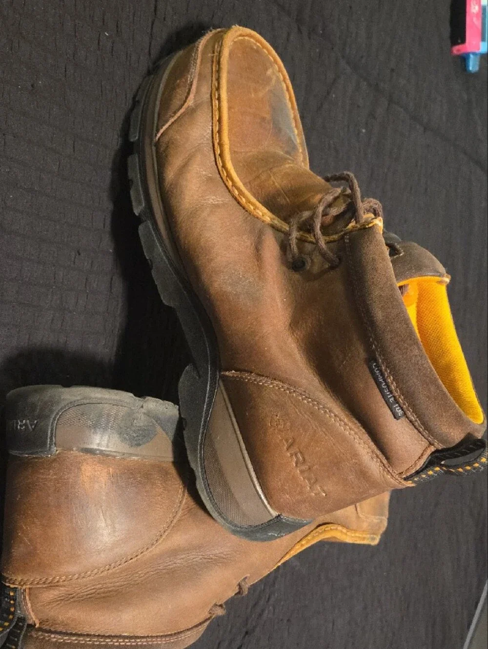Ariat Men's Brown Leather Chukka Boots with Yellow Lining